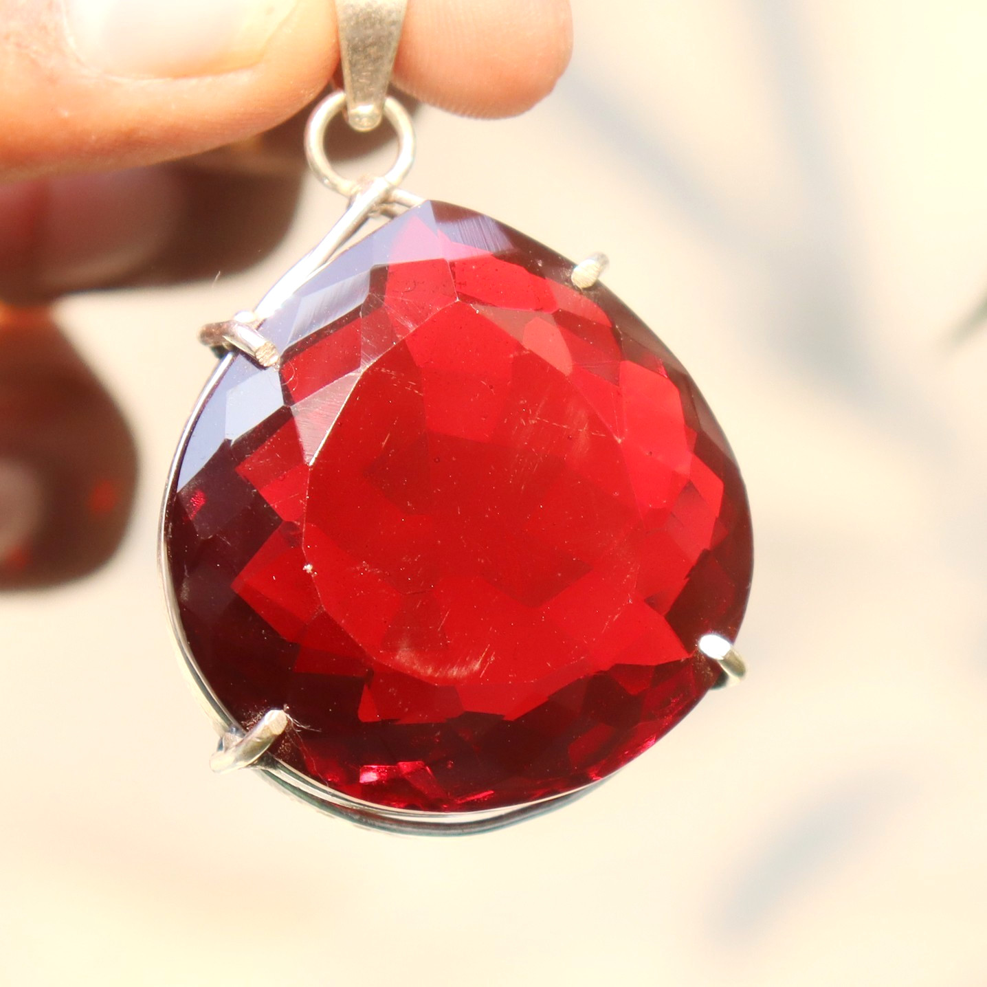 100Ct Natural Red Ruby 925 Sterling Silver Pendant with Ruby Loose Gemstone