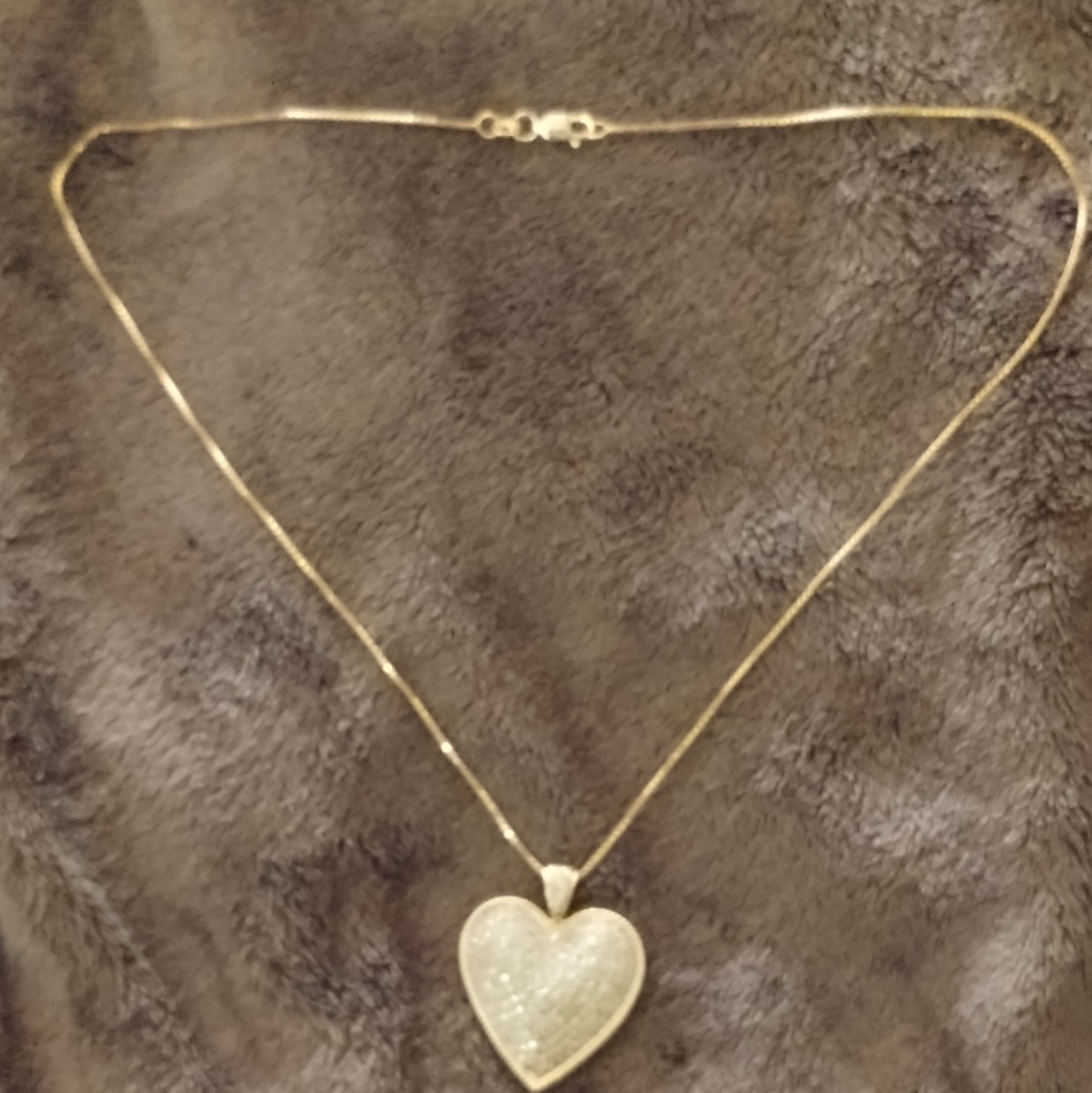14KTP Yellow Gold Heart Charm Pendant Necklace Pavéd 1ct Diamond Heart Pendant