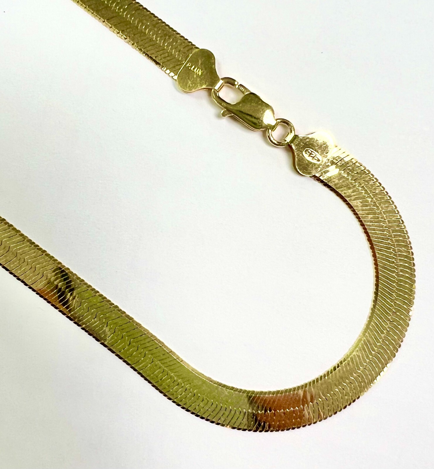 8.5mm Herringbone Chain. Vermeil Gold over Sterling Silver Necklace 16″~24 Inch