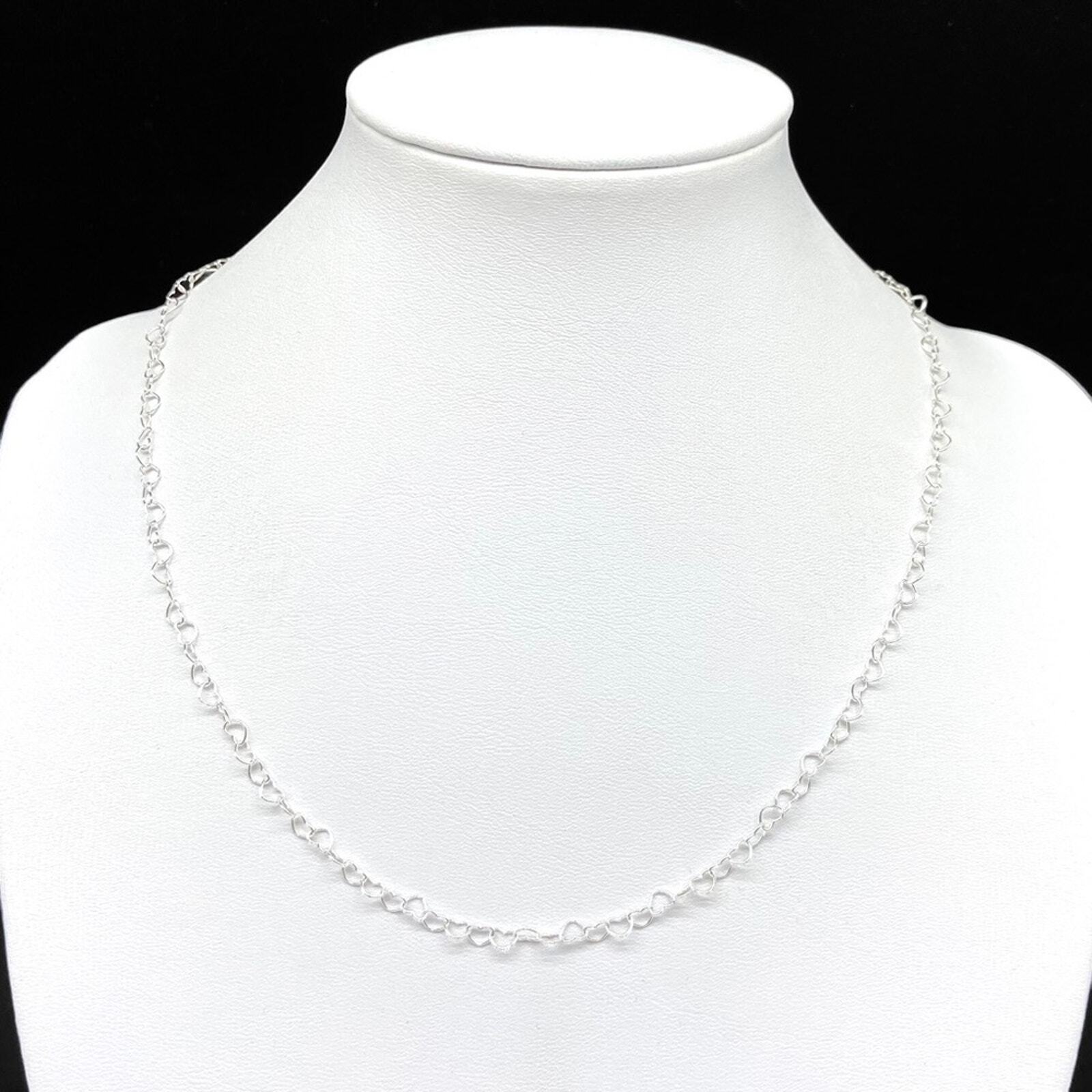 20” Sterling Silver Heart Chain Necklace Solid 925 Italy Layering Dainty Gift