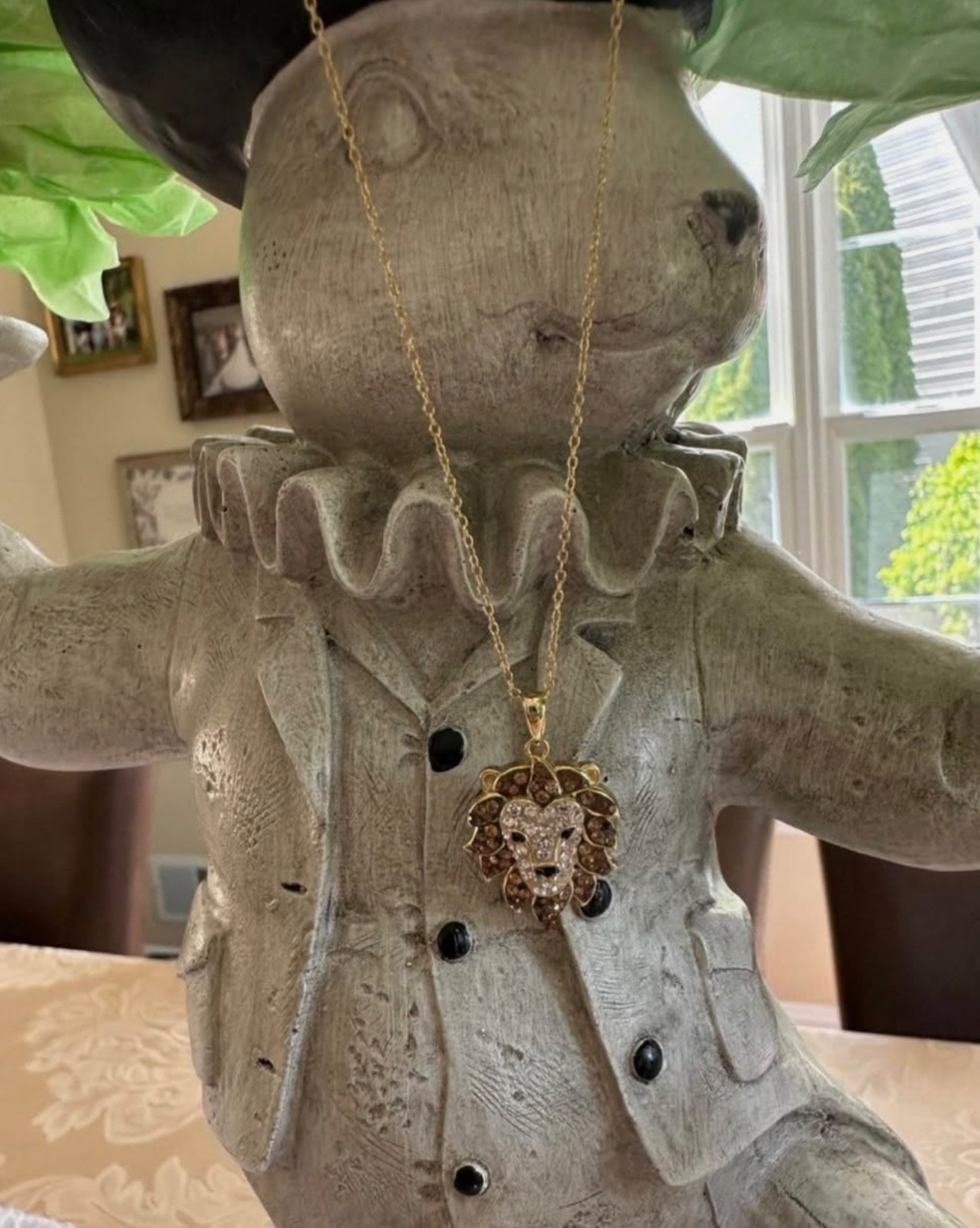 GOLD PLATED STERLING SILVER LION, NECKLACE