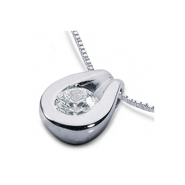 0.58ct G SI1 Round Earth Mined Certified Diamond White Gold Solitaire Pendant