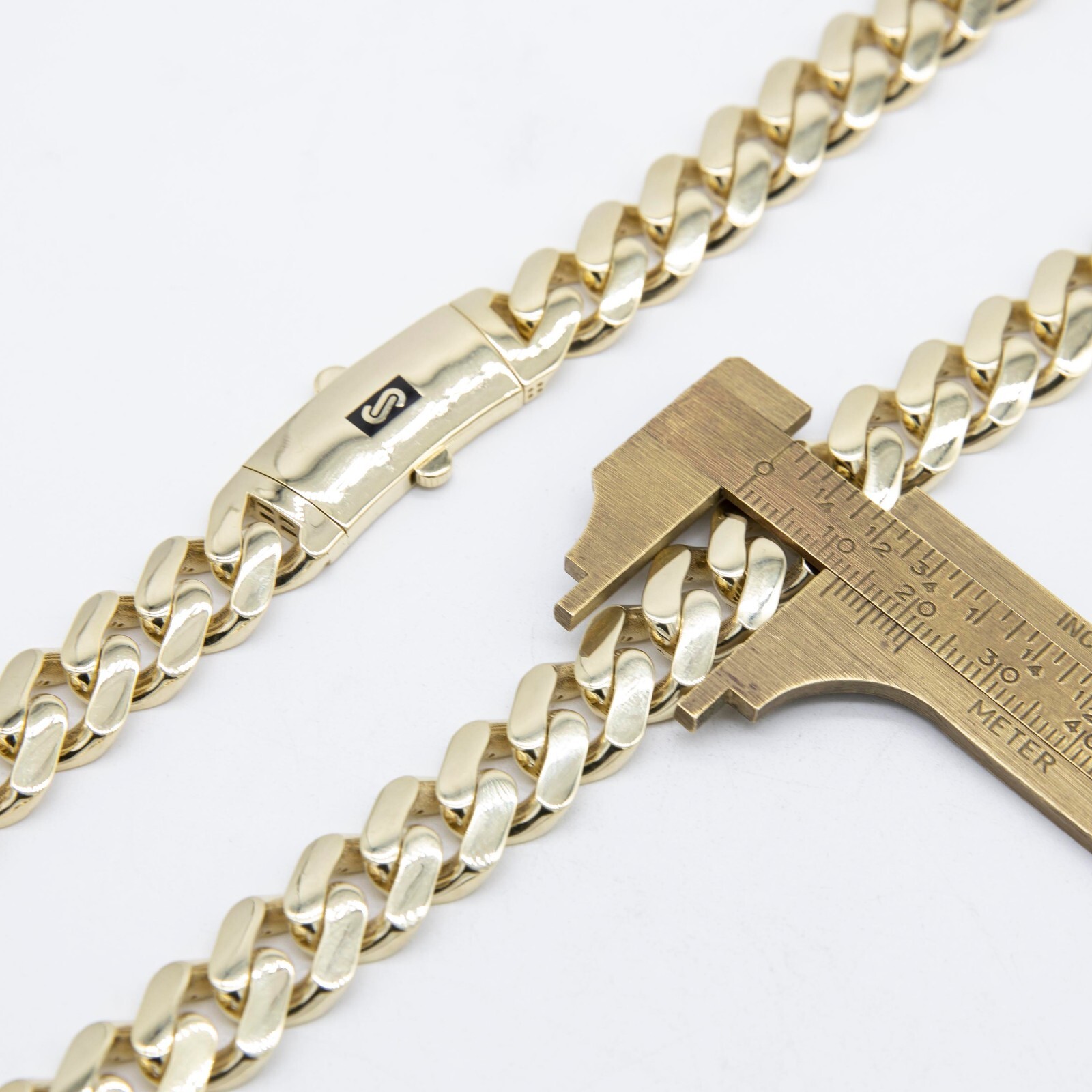 13mm Mens Miami Cuban Royal Link Chain Necklace Box Clasp Real 10K Yellow Gold