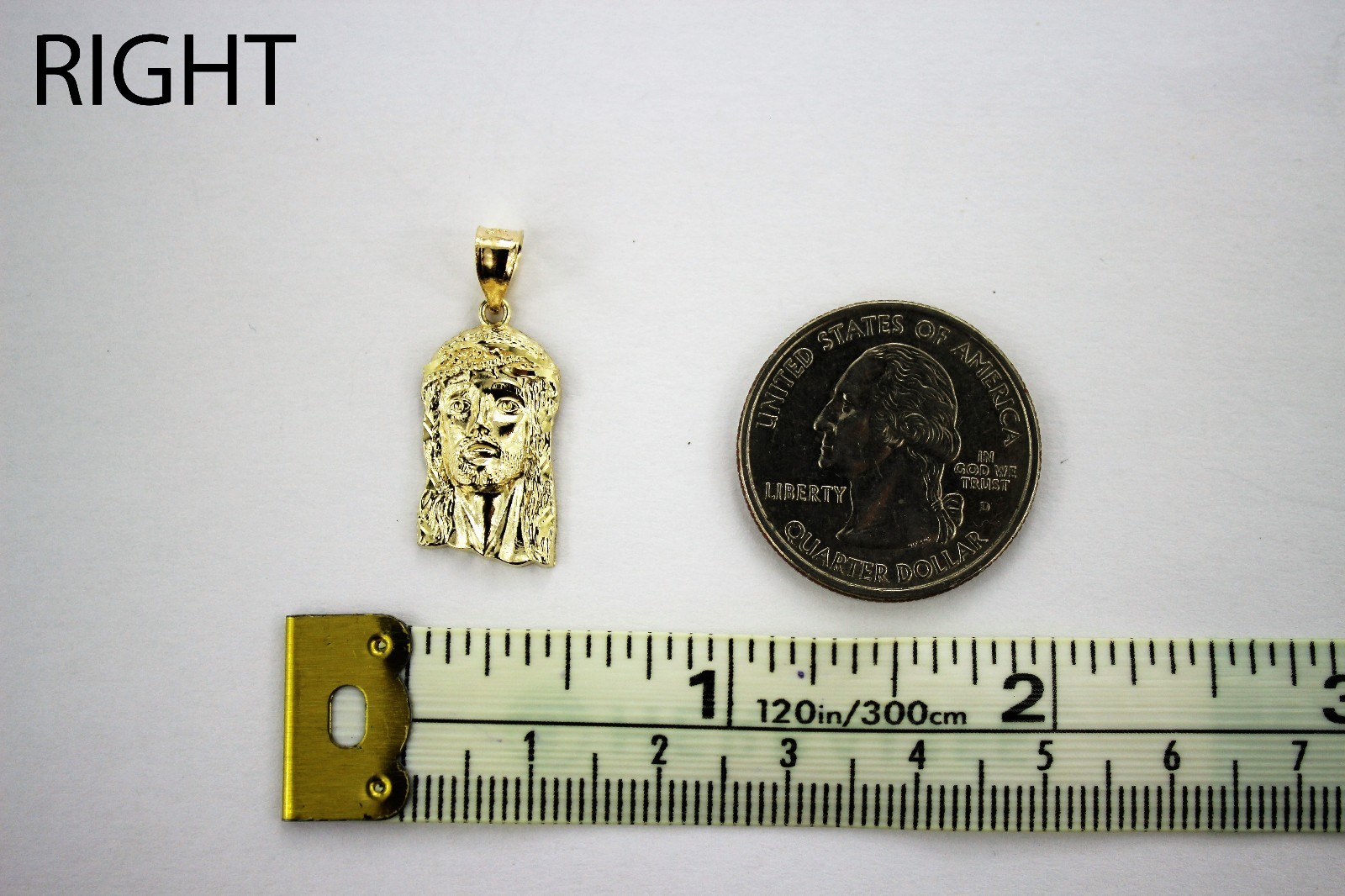10K Yellow Gold Jesus Face Pendant Charm Diamond Cut 5 Sizes