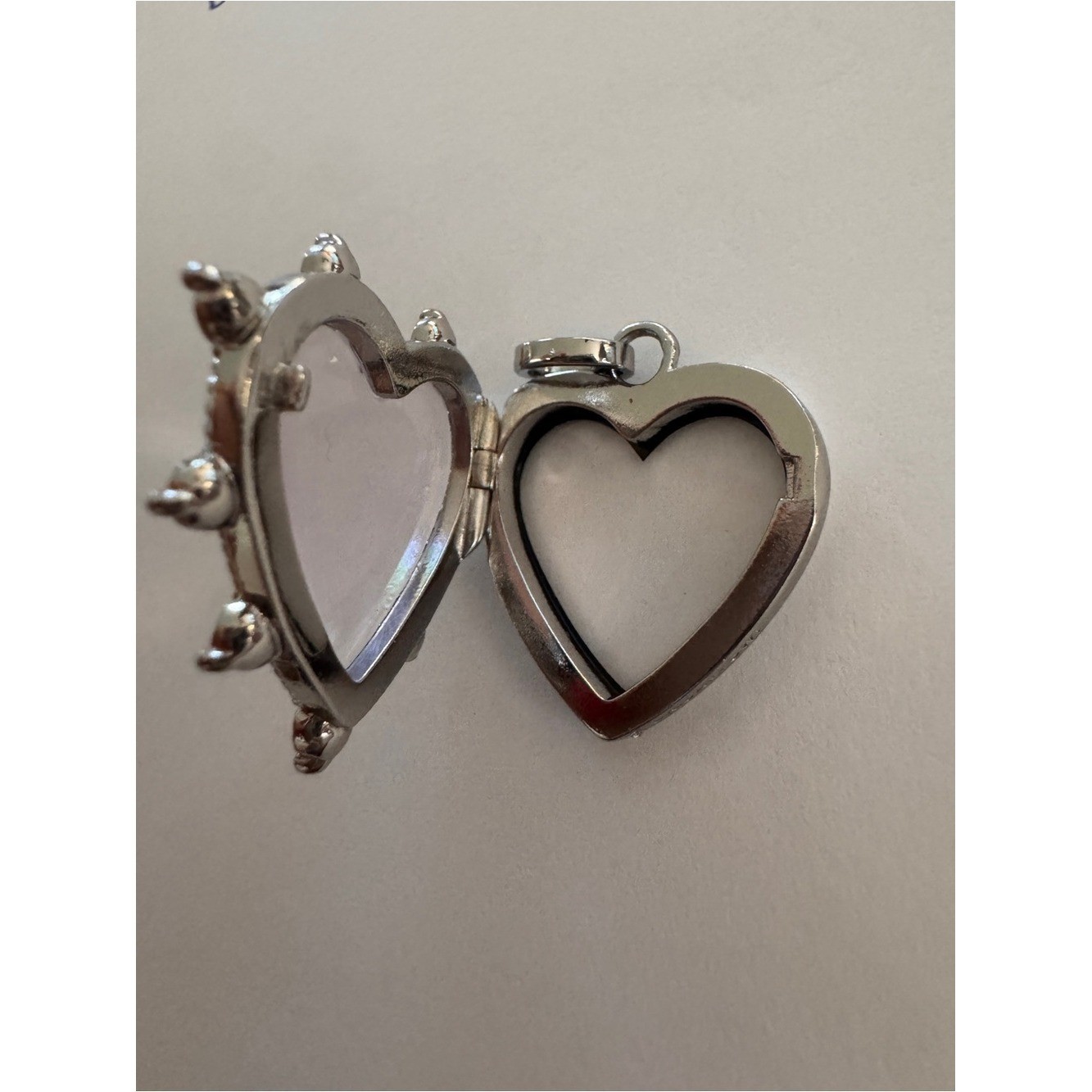 Origami Owl Silver Hinged Puffy Heart Locket with Swarovski Crystals