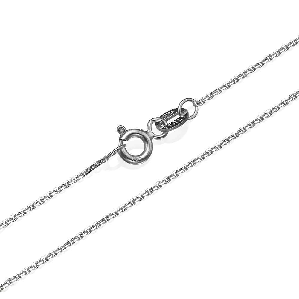 Anchor Link Gold Chain In Solid 14k White Gold 1.1mm 16-24″ Israeli Jewelry