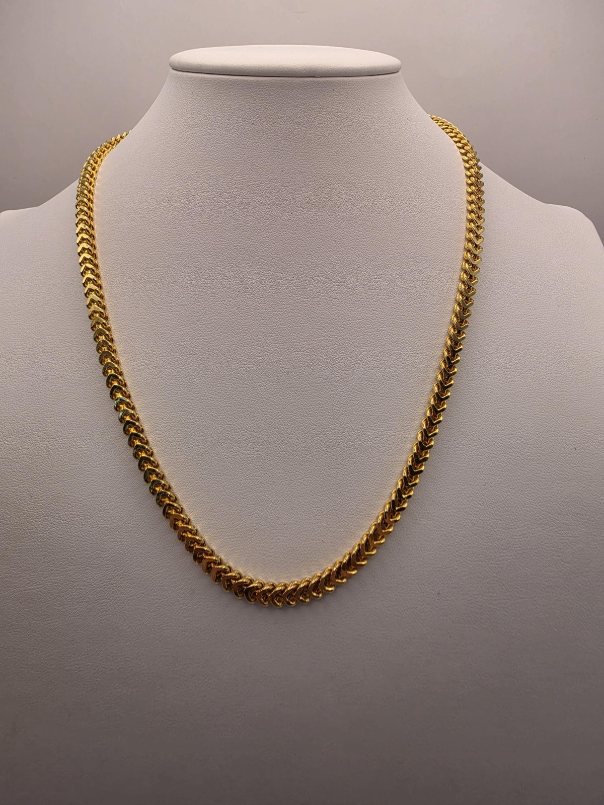 18K Gold Plated Franco Chain Necklace, Sterling Silver, 19″ 3.74mm, Mens Gold Ch