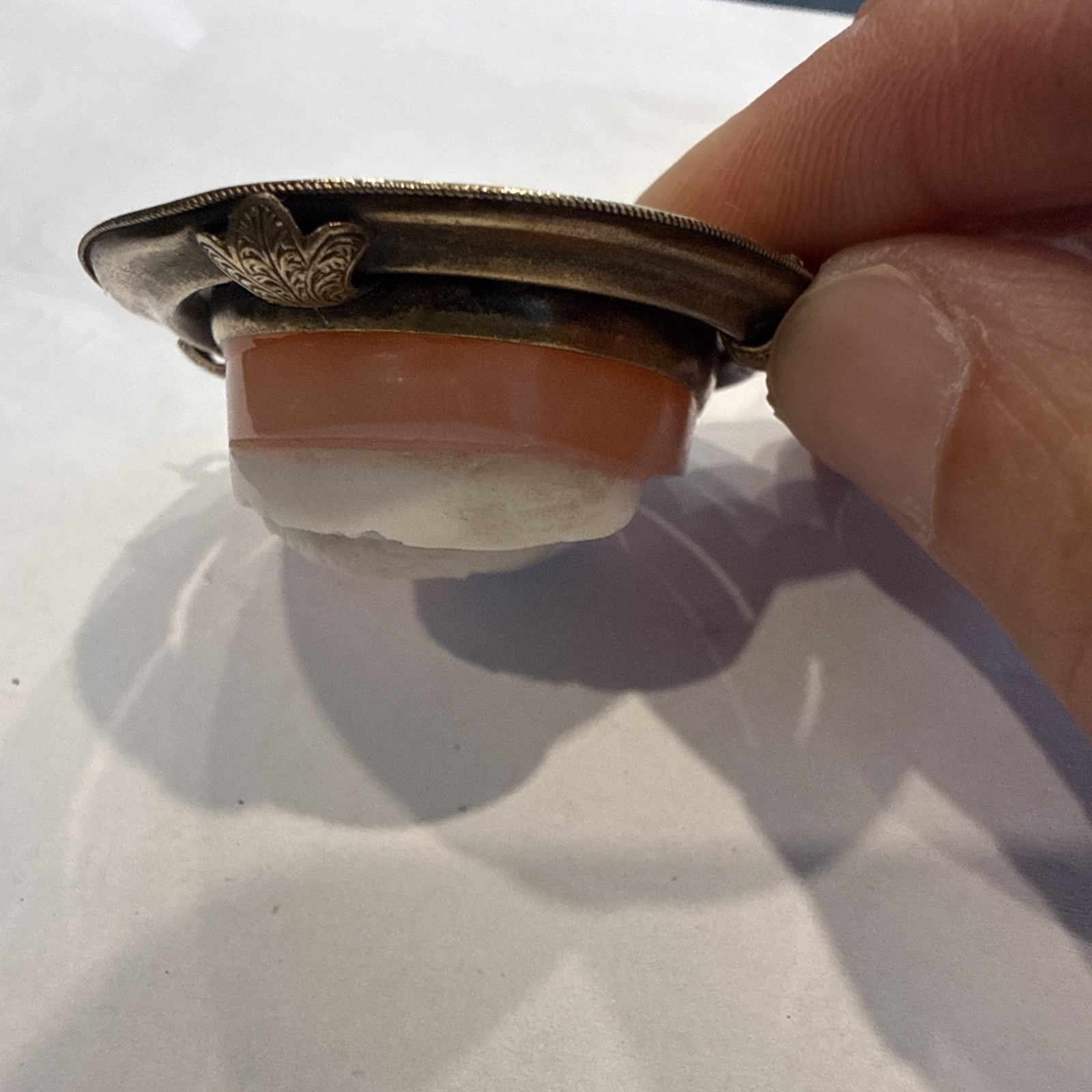 Antique 19thC Hardstone 3-Layer Sardonyx Agate Male Cameo Brooch Pendant Vermeil