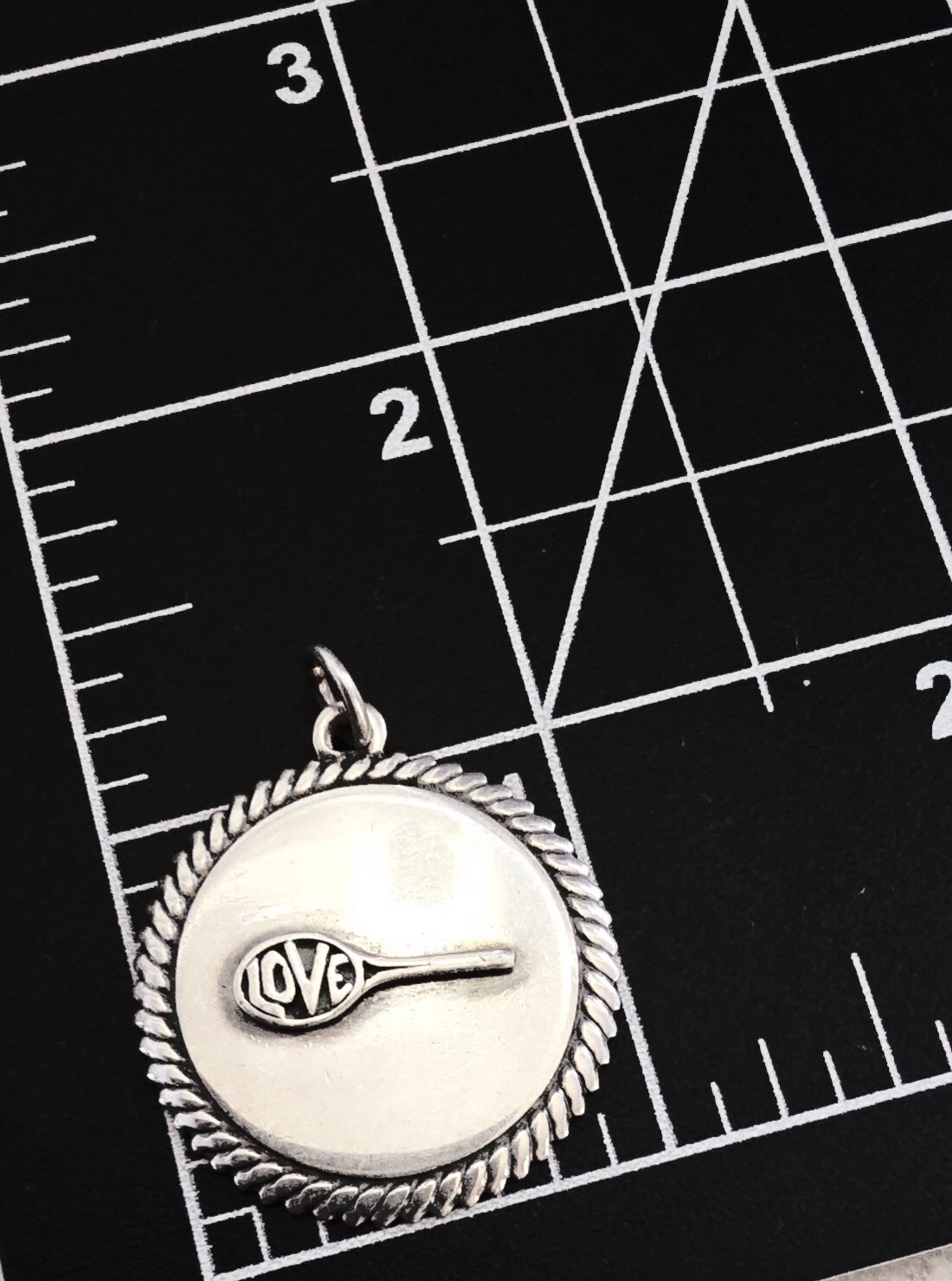 Retired James Avery LOVE Tennis Racquet Pendant Medallion RARE 8.03gr