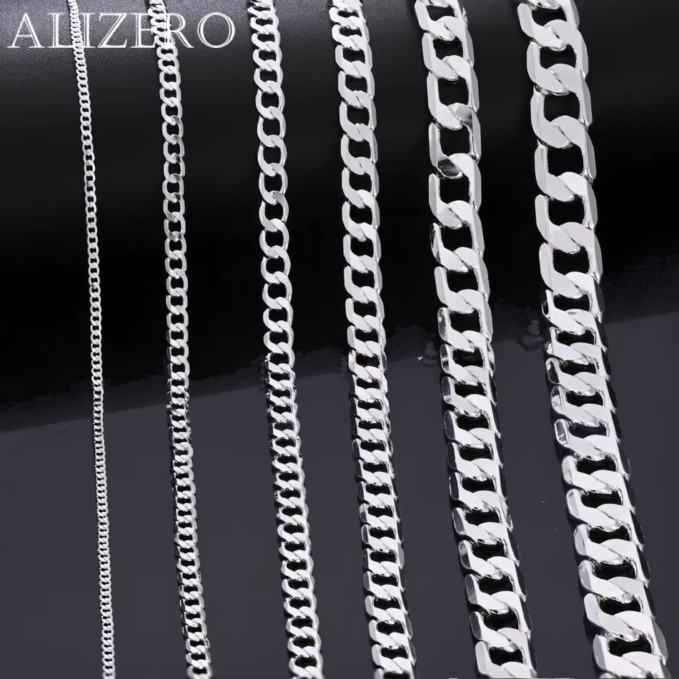 Genuine 925 Sterling Silver Curb Chain Necklace Lobster Clasp 16″-30″ Gifts UK