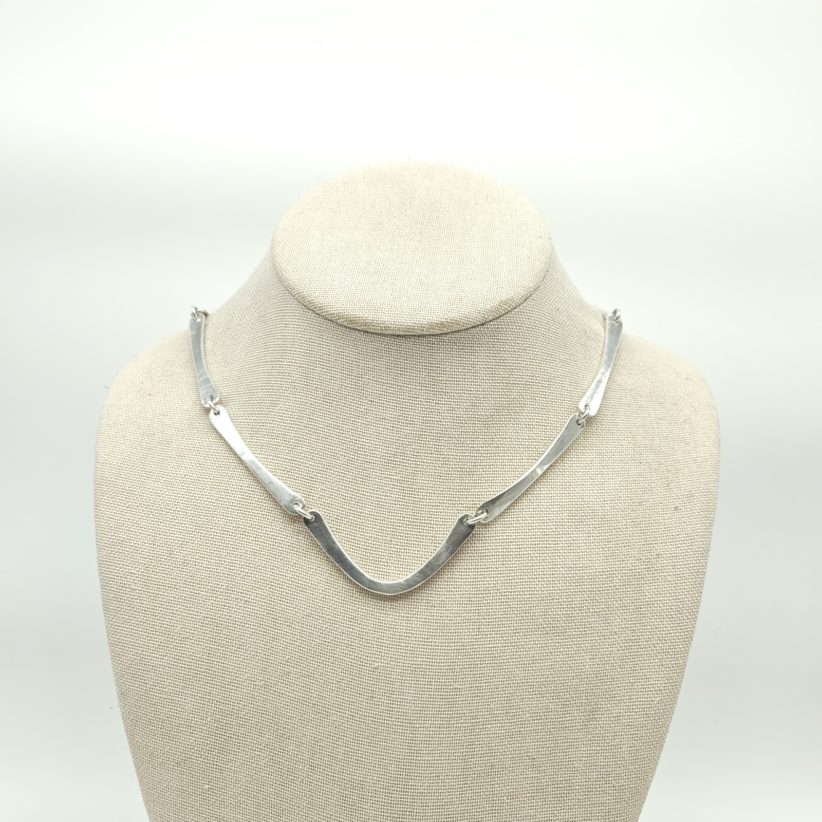 Vintage Jeep Collins Sterling Silver 925 Flat Bar Link Chain Necklace 20″