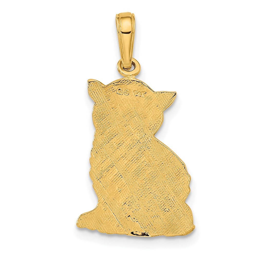 14k Yellow Gold Flat Polished Kitten Pendant
