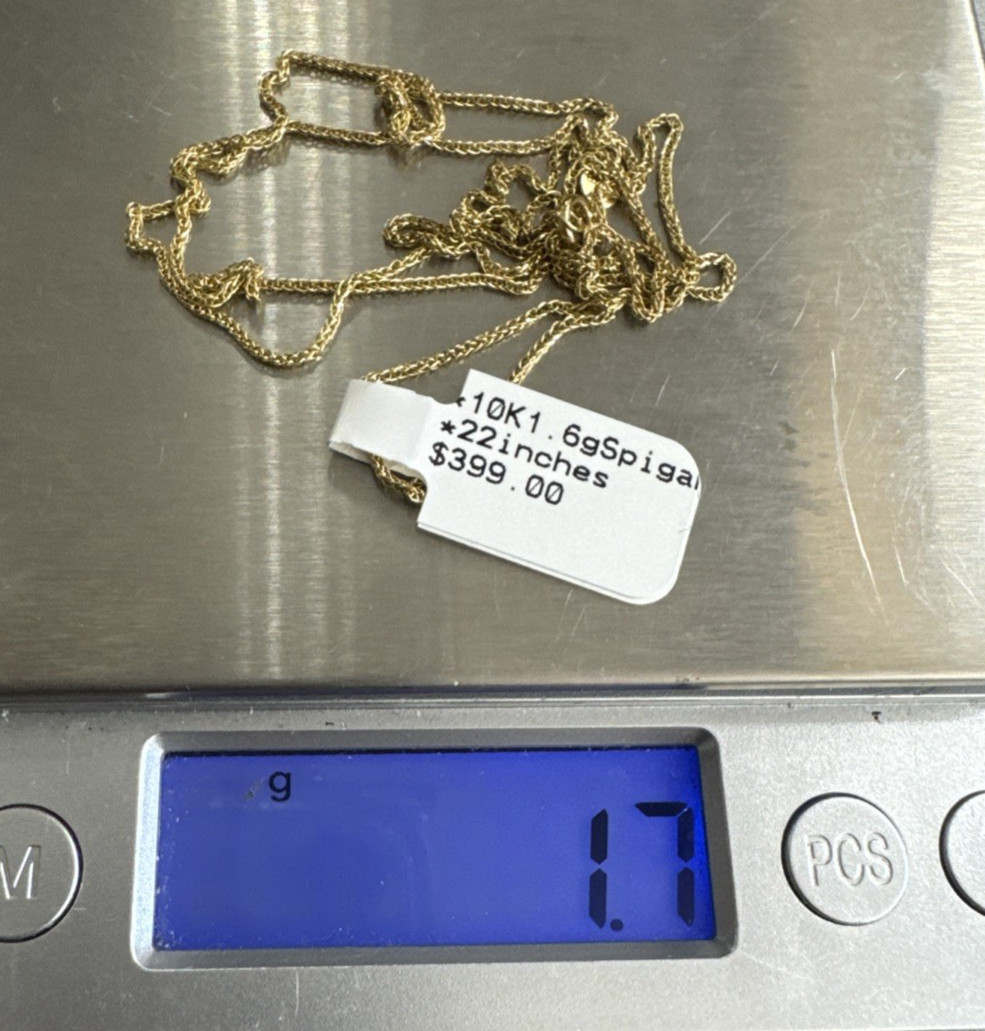 10KT Real Gold Spiga / Wheat Chain Necklace 1.6grams 22” Starz Brand NWT 10K