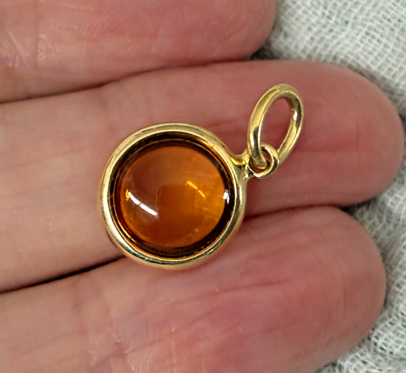 Designer Tiffany and Co. 18K Yellow Gold Citrine Gemstone Dot Charm Pendant