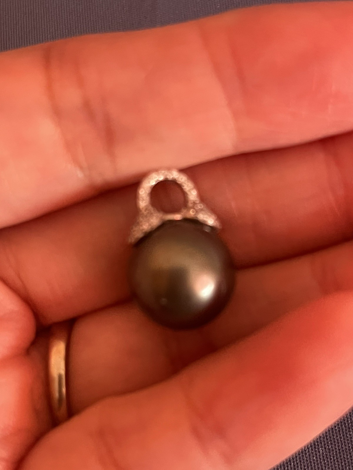 12mm Tahitian Natural South Sea Pearl Pendant Only With S925 opened clasp