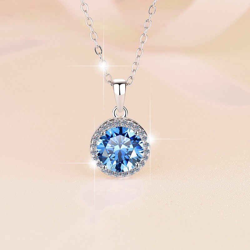 4.00 CT Round cut Shaped Moissanite Pendant 14K white Gold Plated free chain