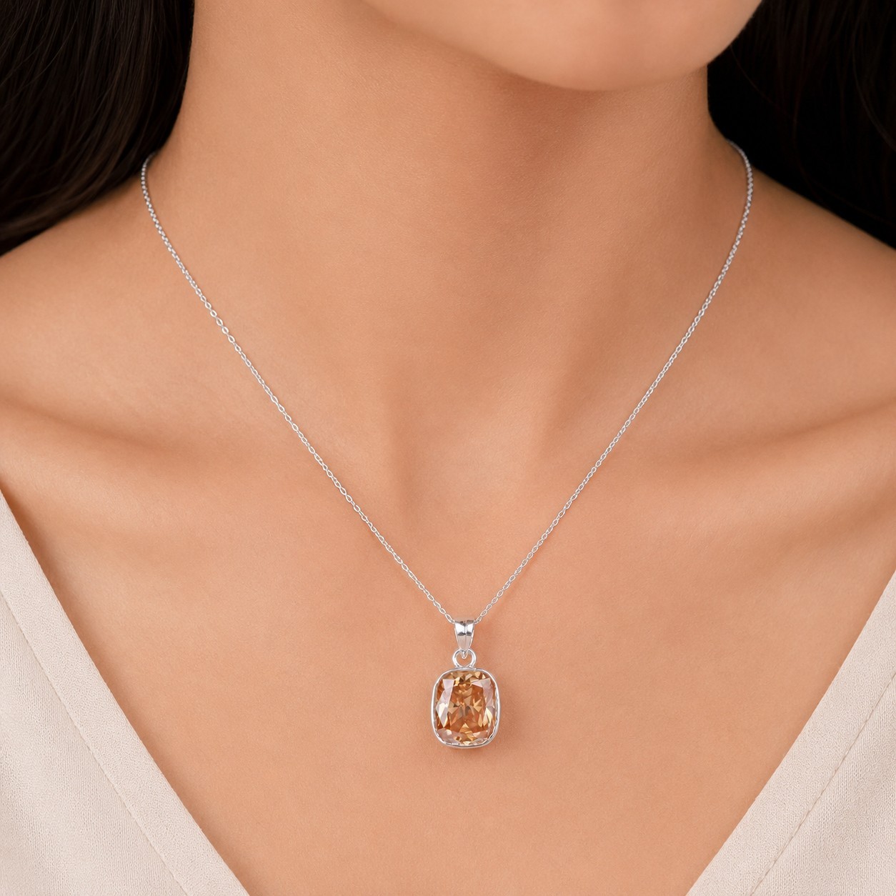 7 Ct Champagne Diamond Solitaire Pendant-Promo-FREE Diamond studs & Tariffs .