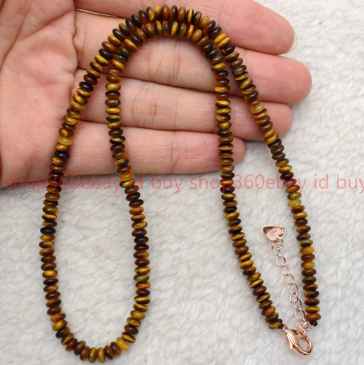 Natural Smooth 2x4mm Yellow Tiger Eye Rondelle Gemstone Beaded Necklace 16-28in