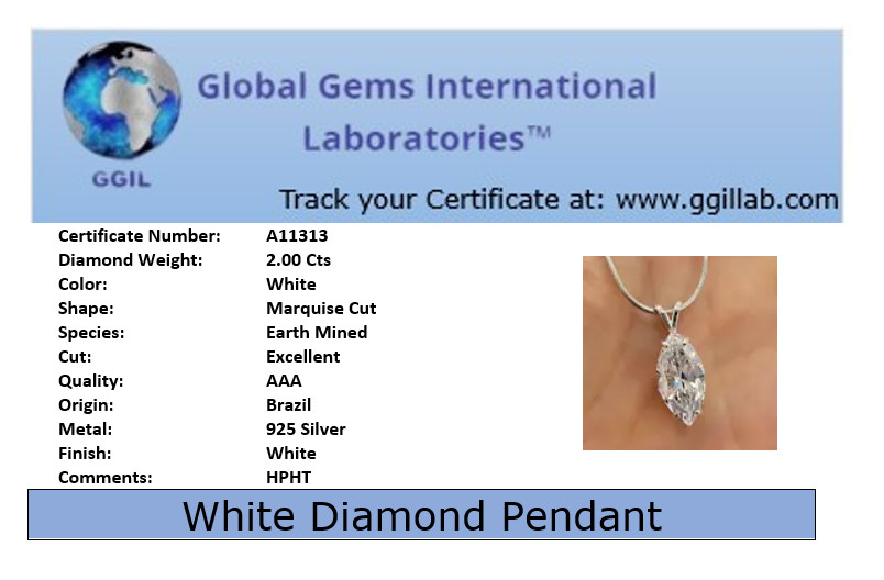 RARE 7.70Ct Certified Marquise Cut Diamond Solitaire Pendant, FREE Diamond Studs