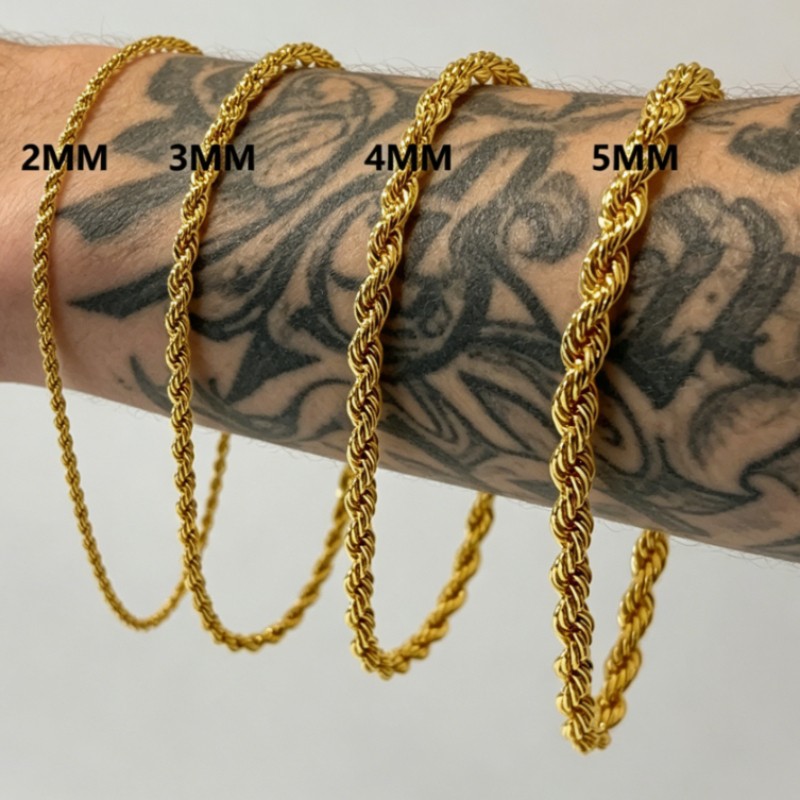 14K Yellow Gold Diamond Cut Rope 2mm-10mm Chain Link Bracelet 7″ 7.5″ 8″ 8.5″ 9″