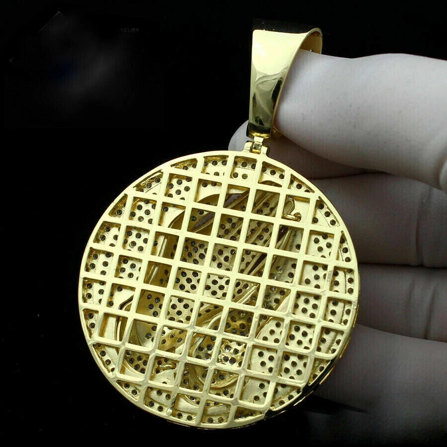 3Ct Round Cut Moissanite Round Pendant Real 10K Yellow Gold Free Chain