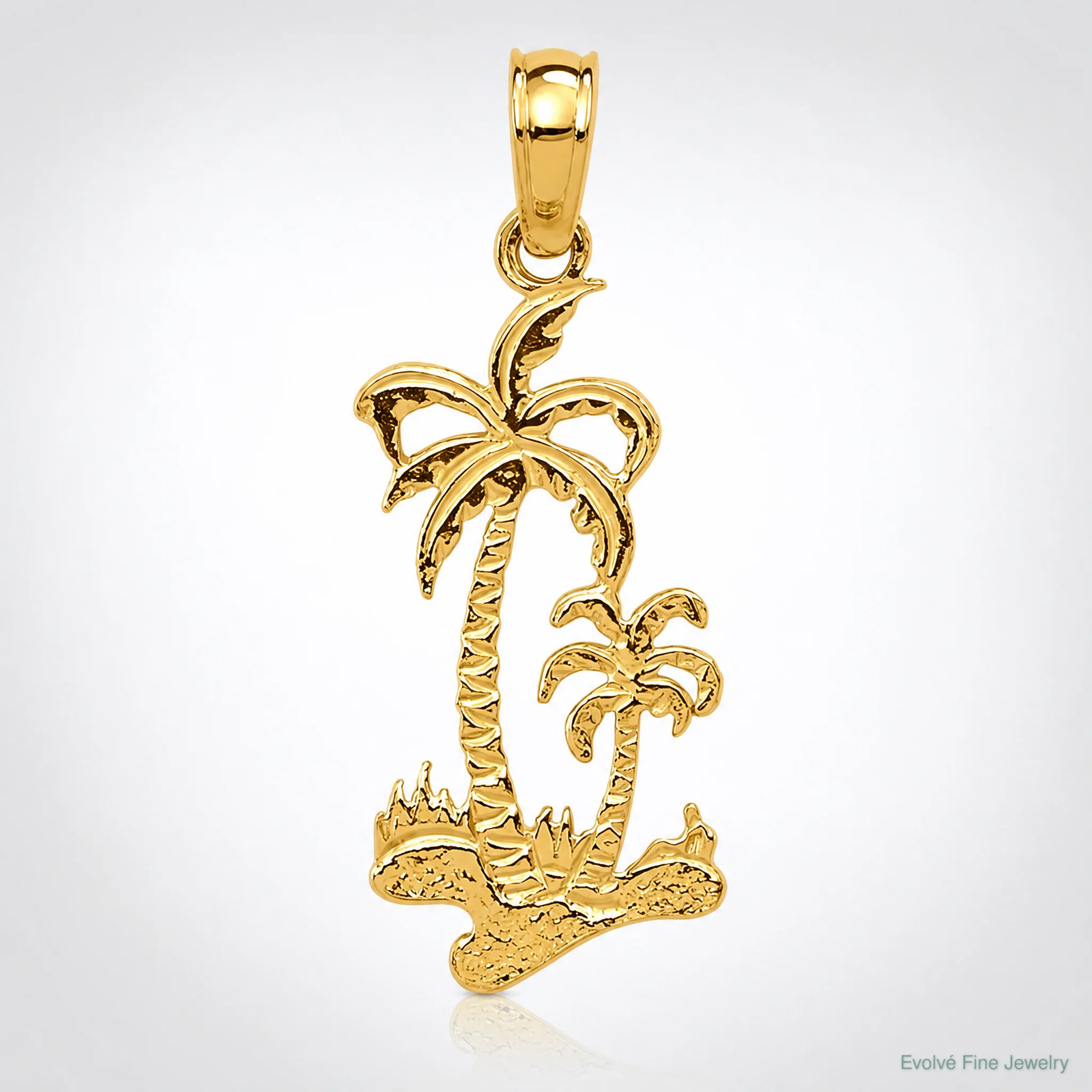 10K / 14K Yellow Gold Double Palm Trees Pendant