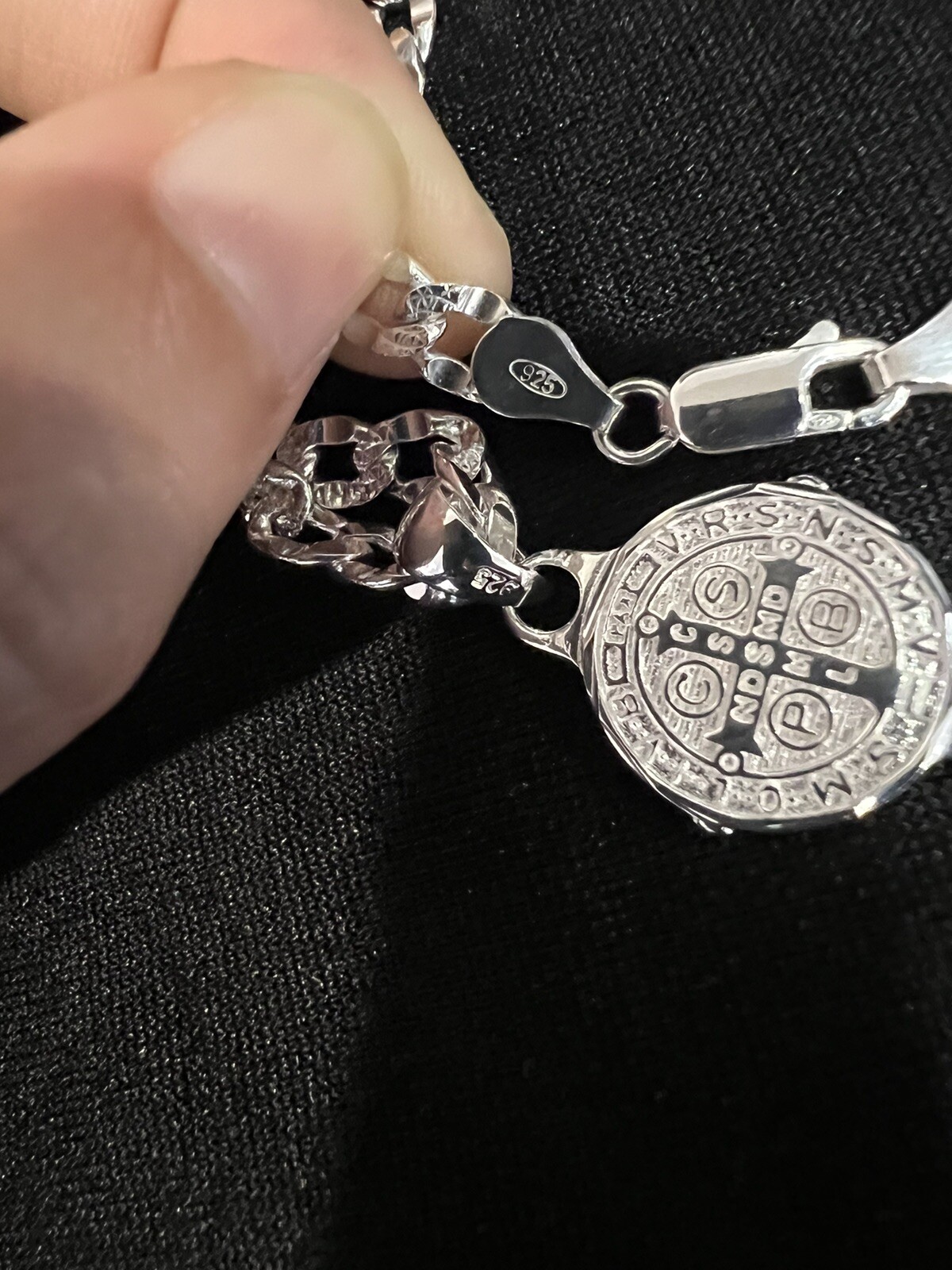 925 Sterling Silver St Benedict Key San Benito Llave & Deck Curb Chain 22 26 30