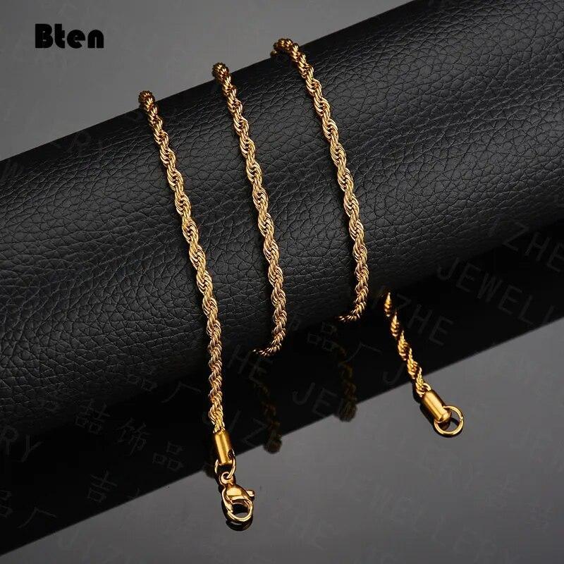 Solid Sterling Gold Silver Italian Rope Chain Men’s Necklace 2-5mm – Diamond Cut