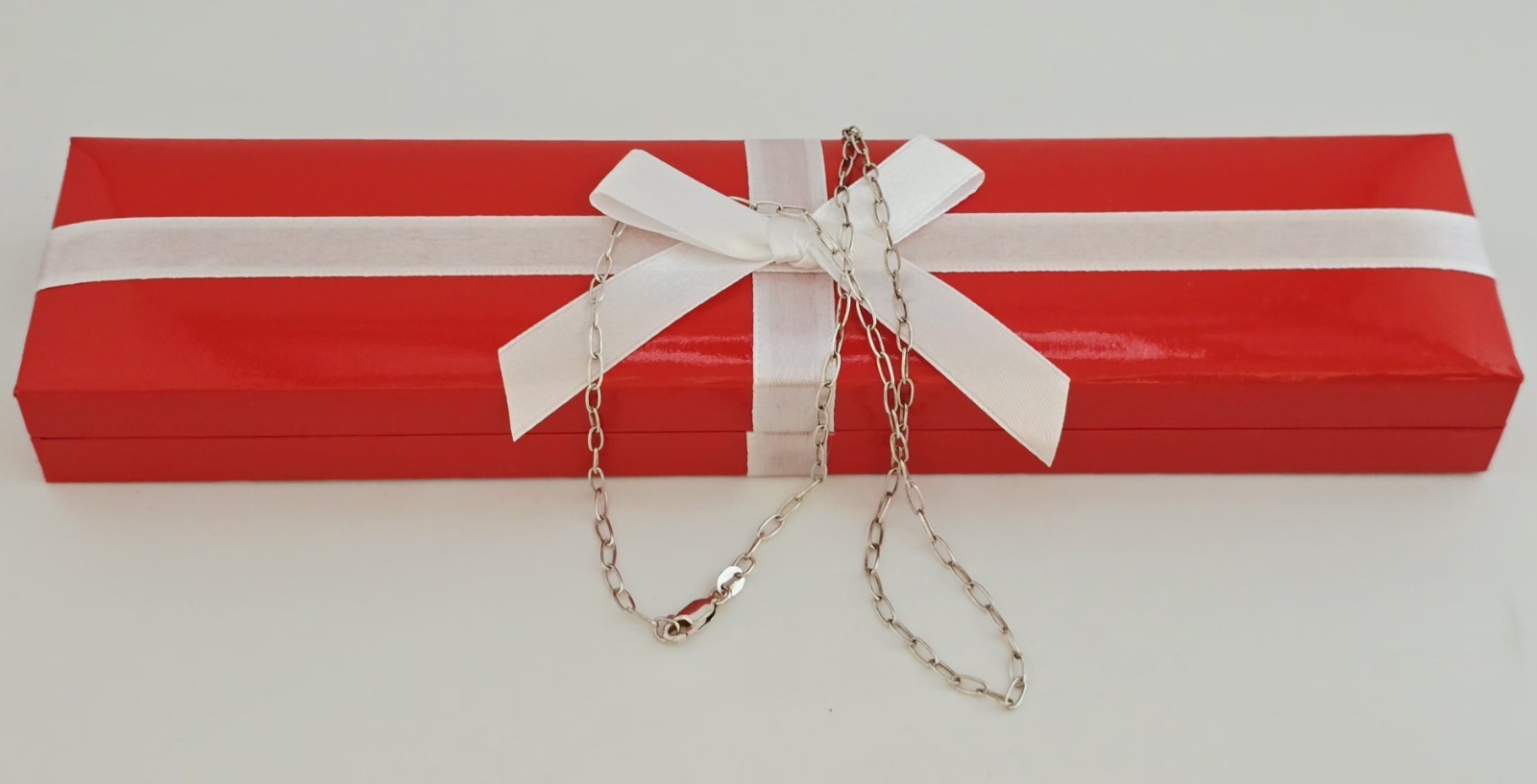 925 Sterling Italy PAPER CLIP LINKS CHAIN NECKLACE ☆ 18″LENGTH