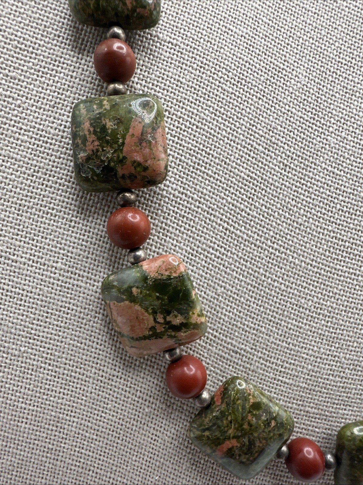 Jay King Natural Australian Unakite Sterling Silver Necklace 20-23”