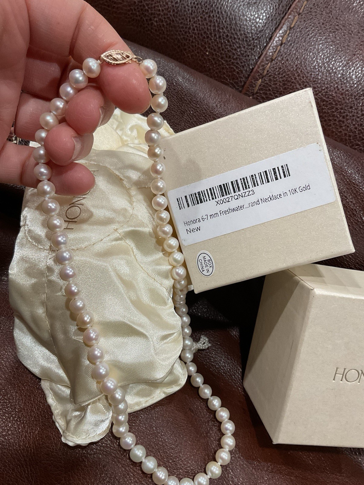 New 10k Solid Gold HONORA Genuine 18″ Strand of 6-7mm Cultured Pearl Necklace