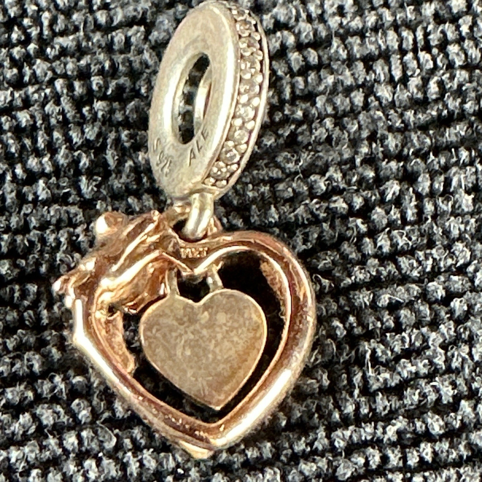 PANDORA 925 Sterling Silver Rose Heart Dangle Charm