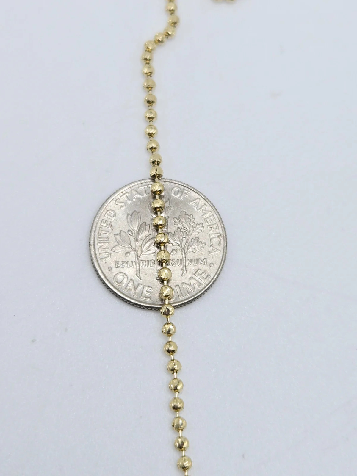 10K Yellow Gold Thin Ball Chain 20.0 inches long x 1.7 mm Lobster Clasp