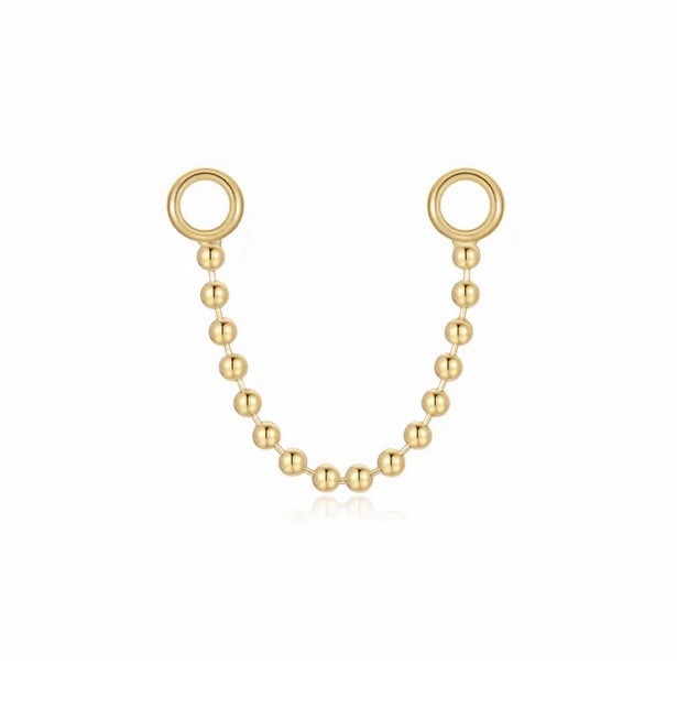 14k Yellow Gold Beaded Chain From Ember 16mm Piercing Chain Helix Chain