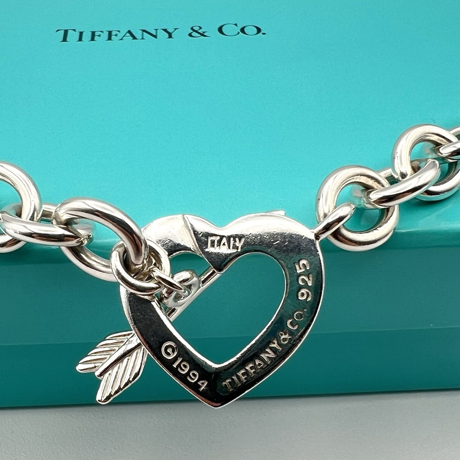 Tiffany & Co. Rare Heart Arrow Toggle Chain Necklace Silver 925 Italy 72.7g
