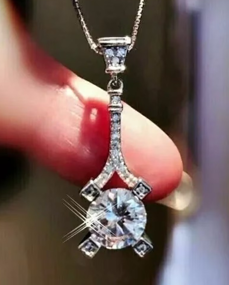 2Ct Round Cut VVSI Moissanite Women’s Pendant 14K White Gold Plated Free Chain