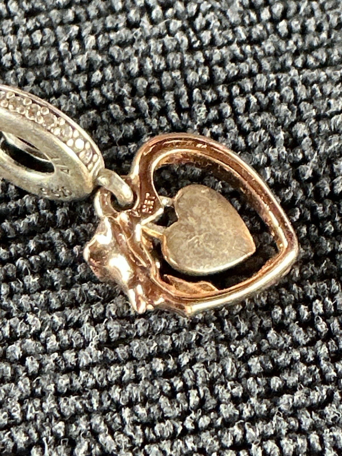PANDORA 925 Sterling Silver Rose Heart Dangle Charm