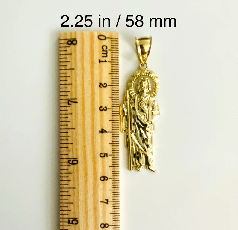 10K Real Solid Gold 2.25″ Saint Jude Thaddeus Pendant/ San Judas Oro Real- G114