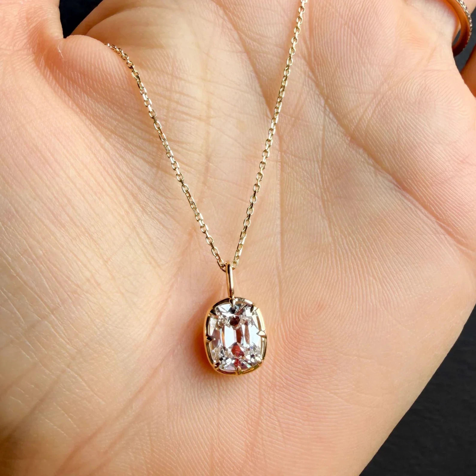 2CT Cushion Cut Moissanite Pendant in 10k Gold Jewelry Wedding Gift For Her