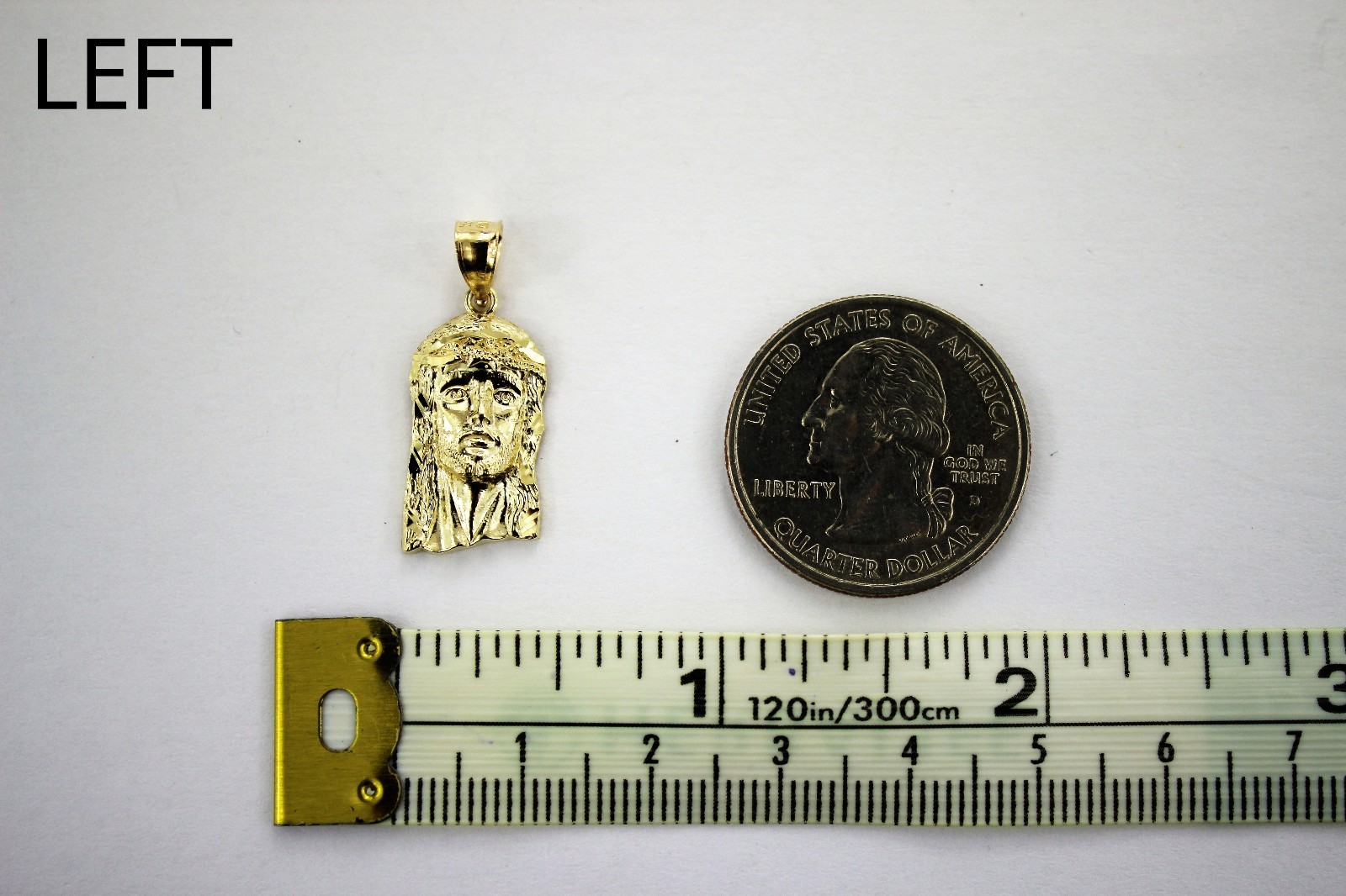 10K Yellow Gold Jesus Face Pendant Charm Diamond Cut 5 Sizes