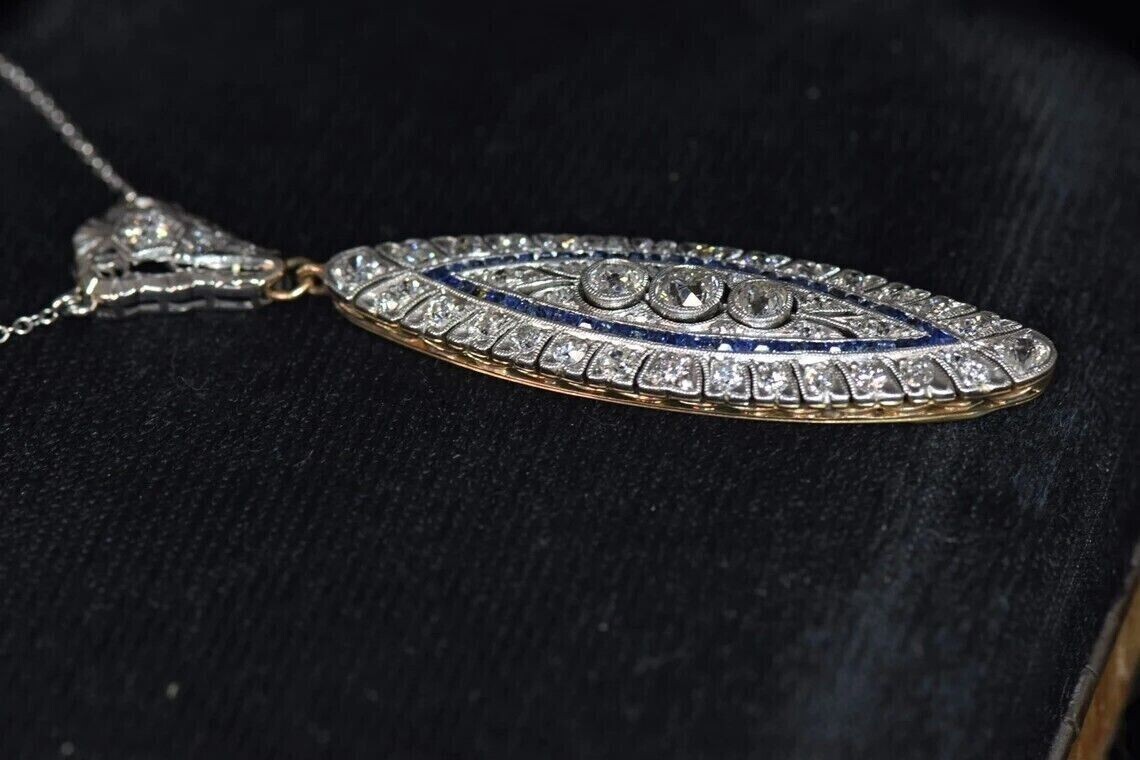 2.7CT Round Cut Art Deco Style Lab Created Diamond 14k White Gold Plated Pendant