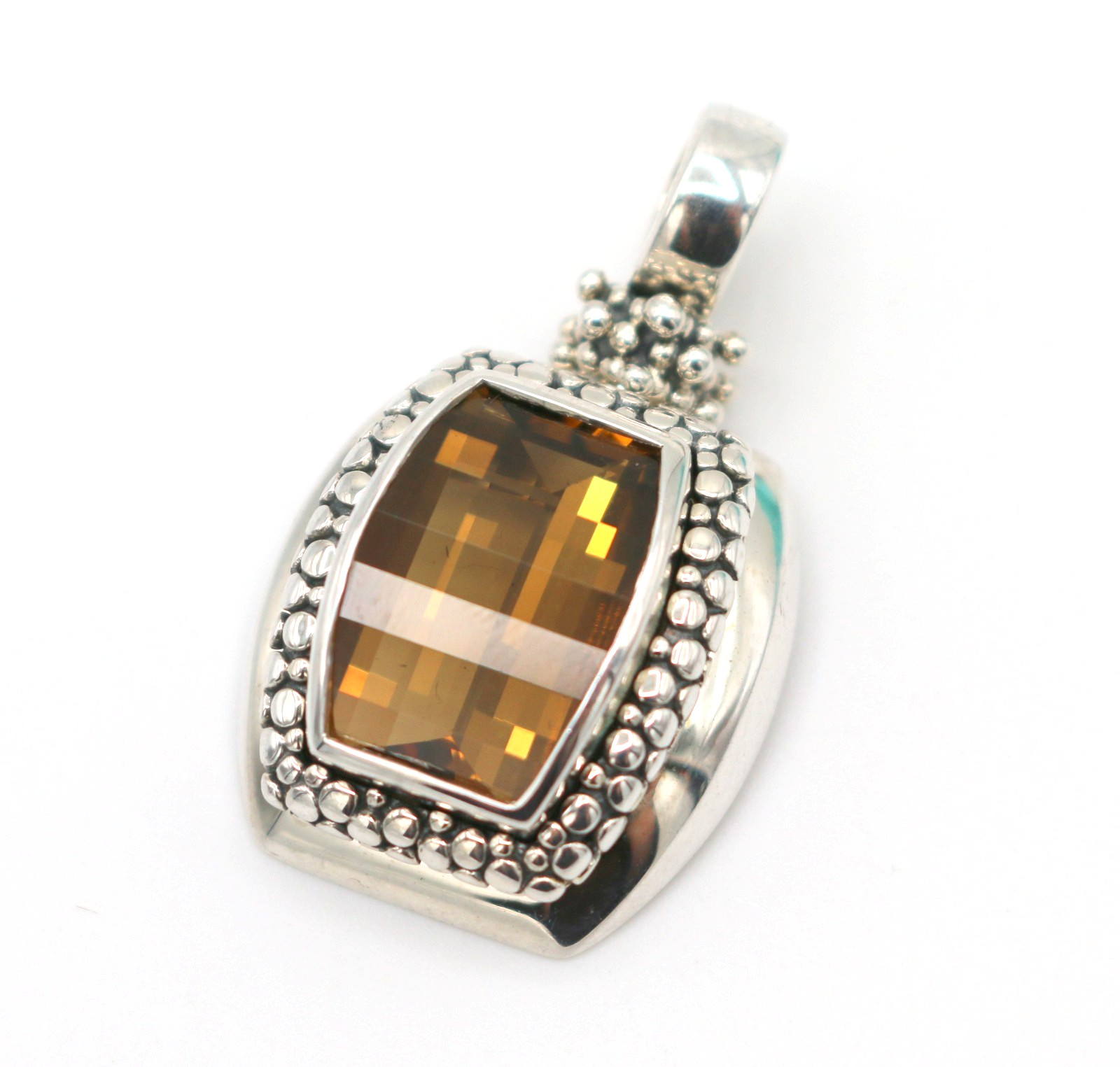 Michael Dawkins Sterling Silver 925 Citrine Rectangle Pendant Enhancer 18.28g