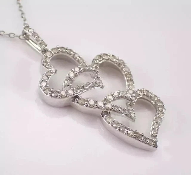 2Ct Round Cut Real Moissanite Heart Women’s Pendant 14k White Gold Plated