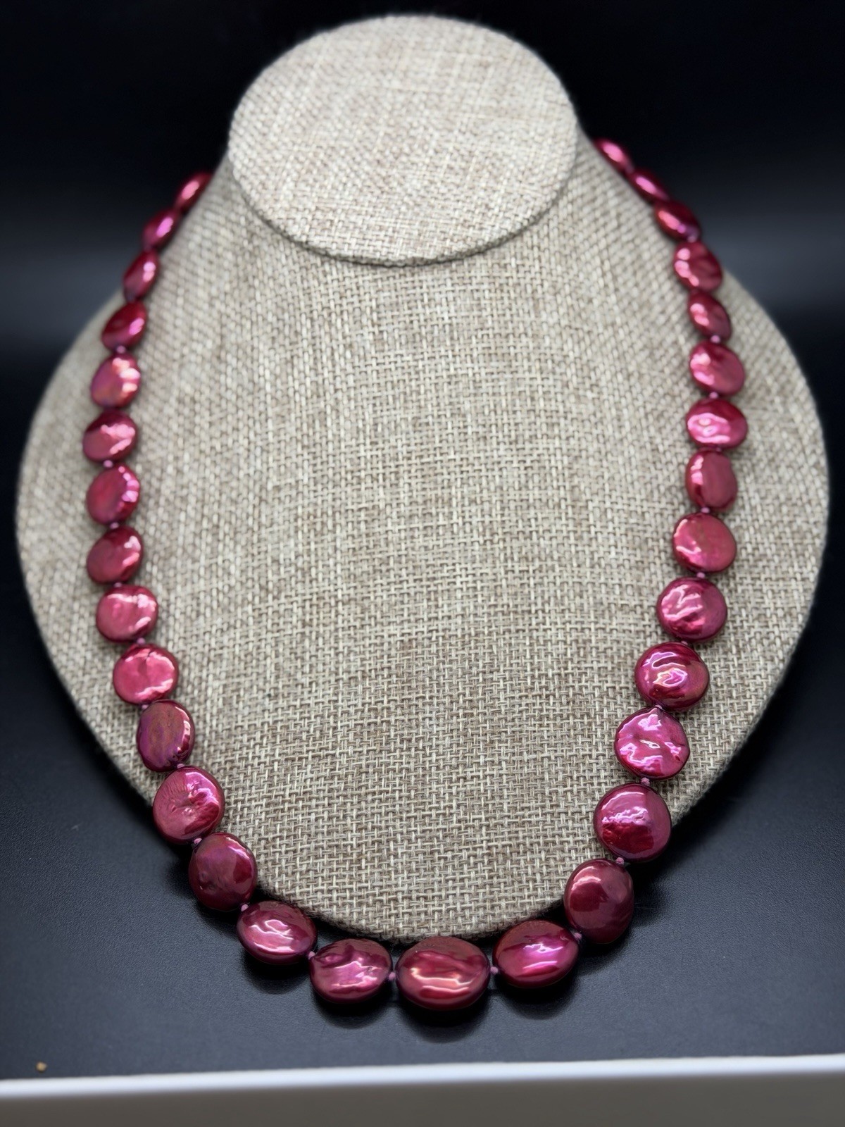 Honora CHERRY RED 14MM COIN PEARL 22″ NECKLACE NEW IN POUCH