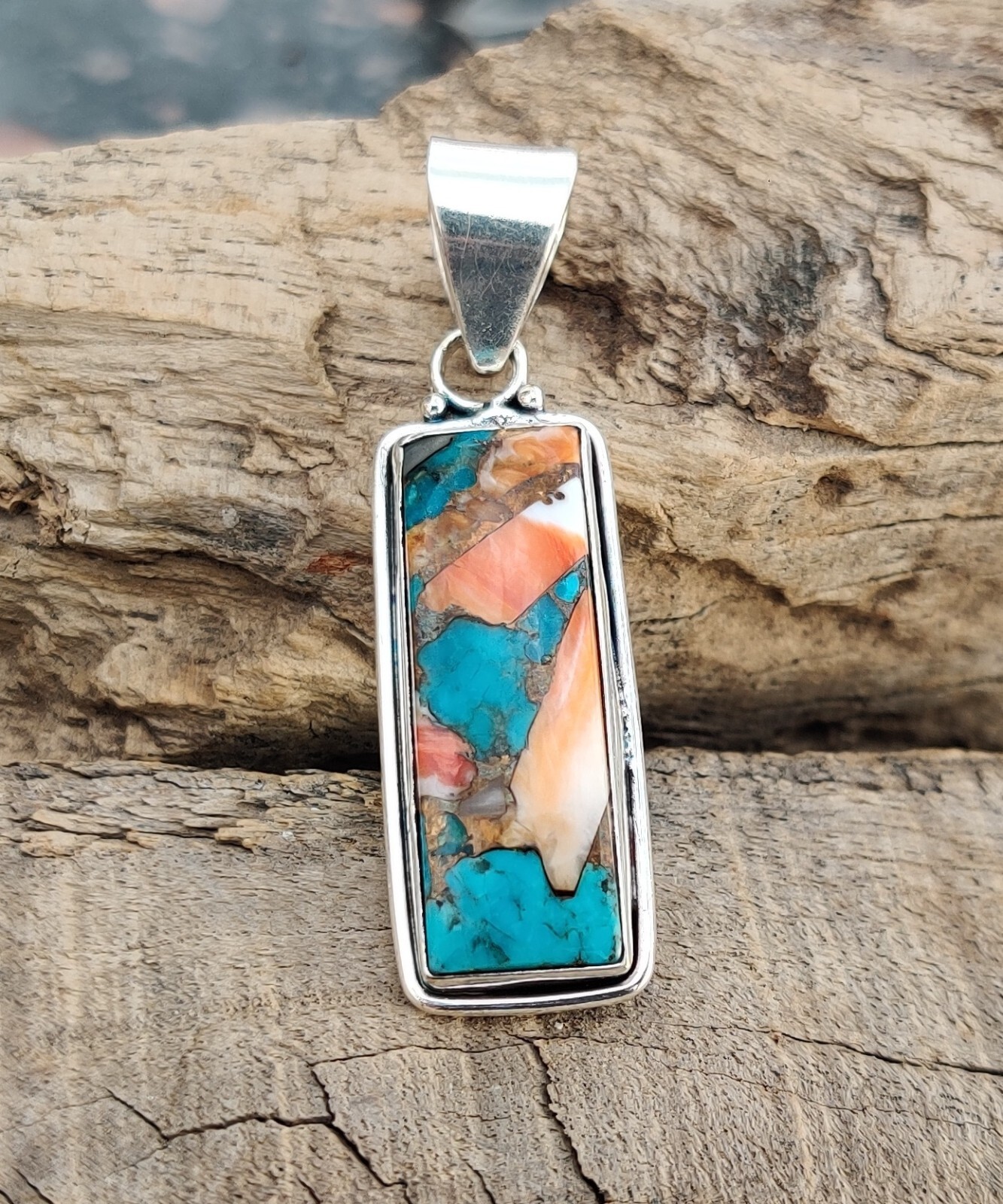 Oyster Copper Turquoise Pendant 925 Sterling Silver Amazing Neck Jewelry MO465