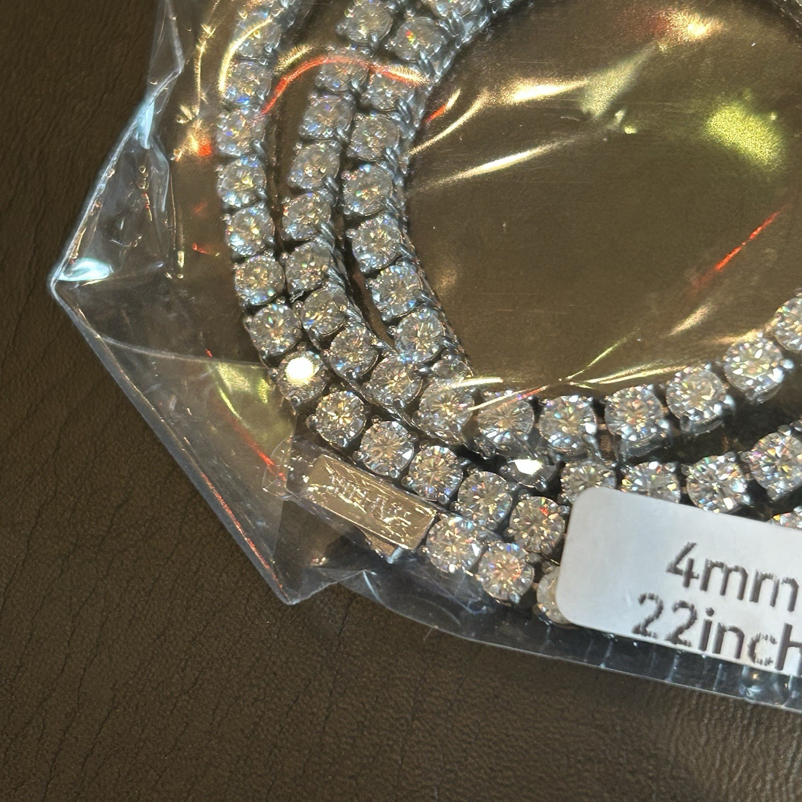 Moissanite Tennis Necklace for Women Men 4mm 22 Inch Silver GRA Passes Test VVS