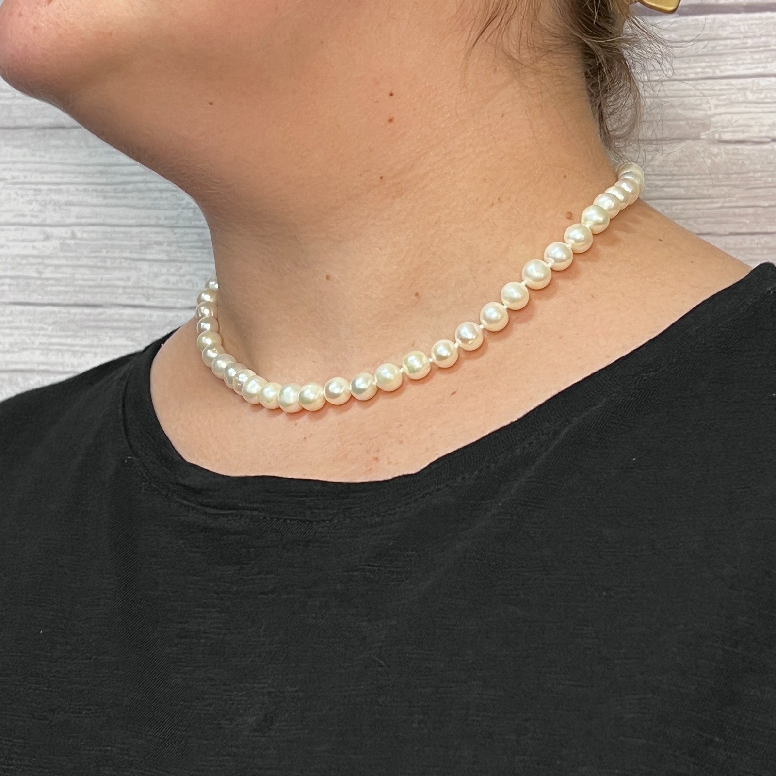 NWT EFFY 18″ 7.5-8.5mm Cultured Pearl Strand Necklace 925 Retail $200