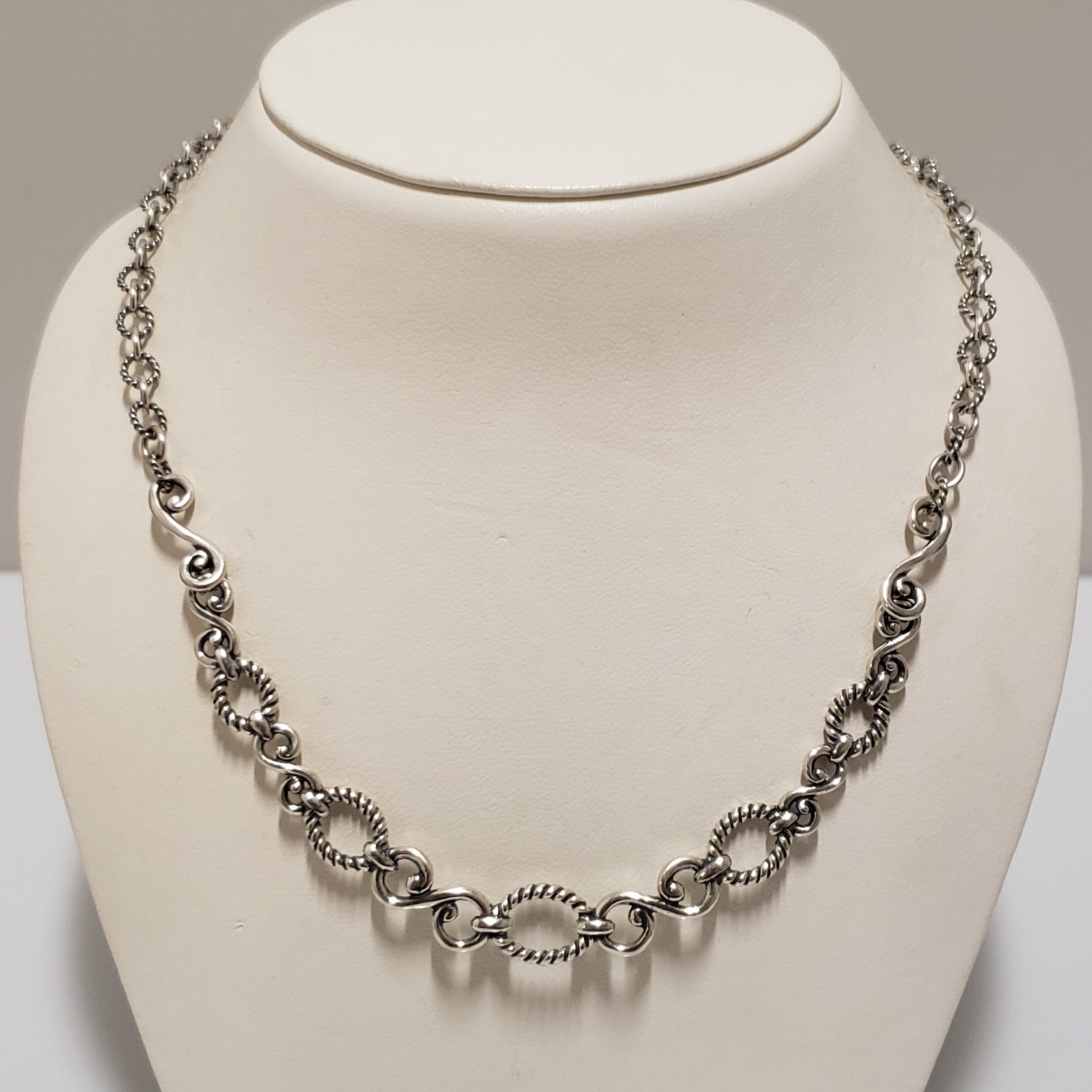 Carolyn Pollack Sterling Silver Scroll Rolo Link Necklace w/ Extender -.62