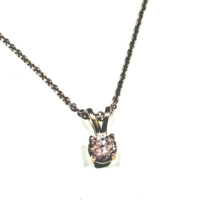 14k Rose Gold Diamond Necklace .42ct Pink Natural Diamond!! #ANT200