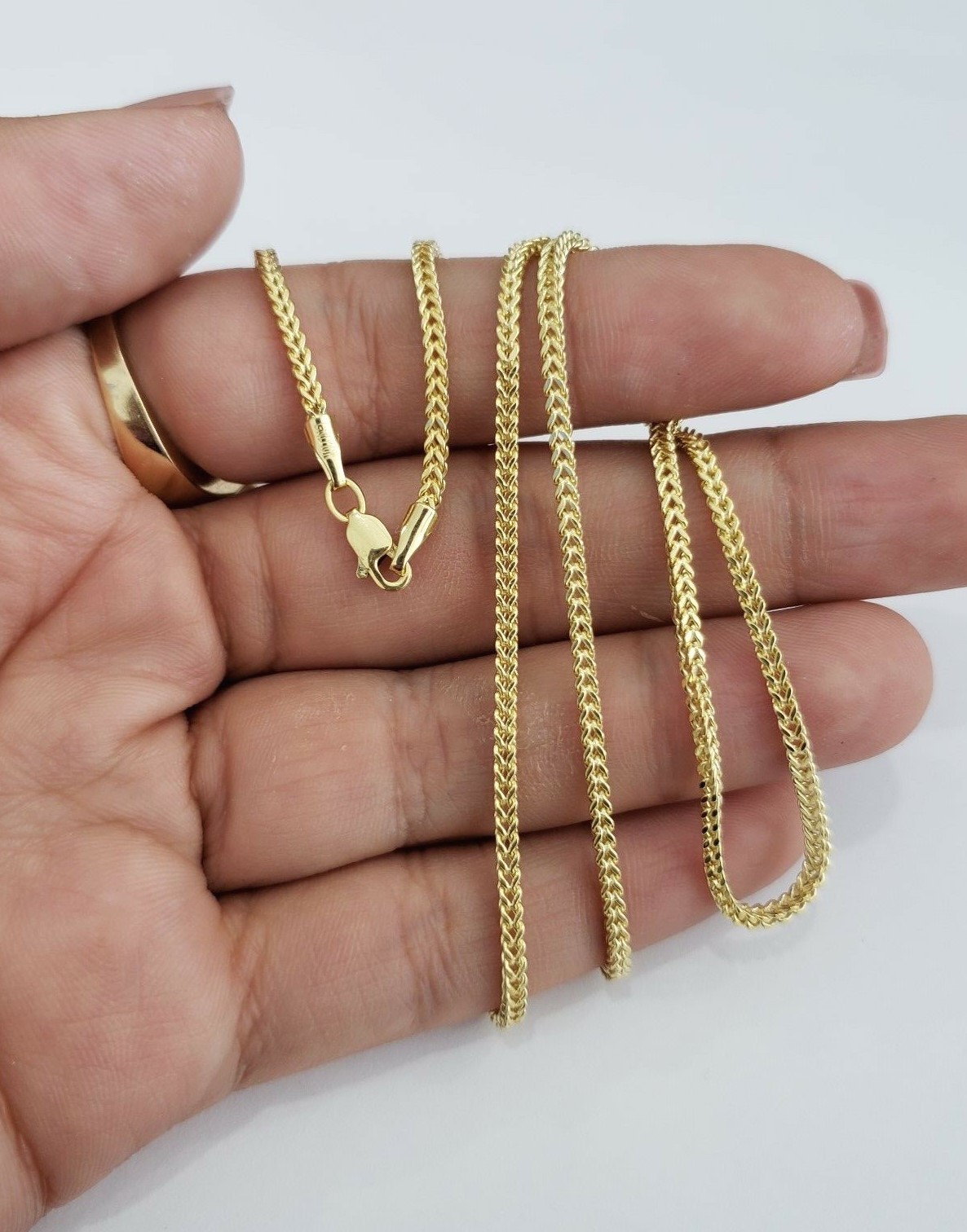 10K Yellow Gold Franco Box Chain Link 2mm Thin Necklace 20 Inches Unisex